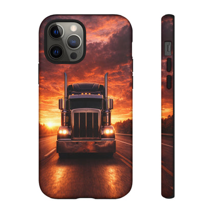 Big Rig Truck Phone Case Sunset Highway Semi Truck iPhone Samsung Cover