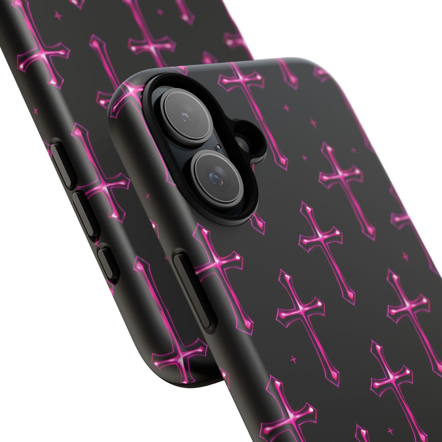 Neon Pink Cross Pattern Phone Case | Tough Protective Case for Iphone, Samsung Galaxy and Pixel