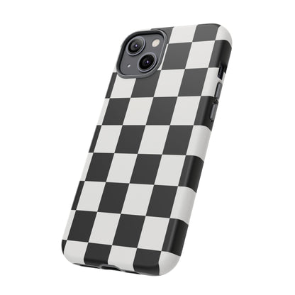 Black & White Checkerboard Phone Case – Classic Aesthetic Tough Protective Case for Iphone, Samsung Galaxy and Pixel