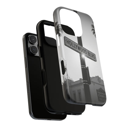 Hollywood Blvd Phone Case | Vintage Los Angeles Street Sign | Black & White LA Aesthetic