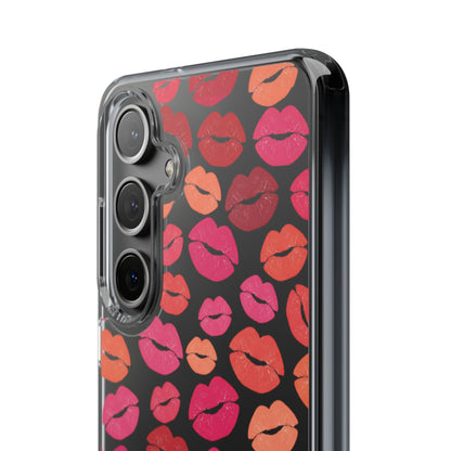Kiss Print Clear Phone Case | Red Lip Pattern Impact-Resistant Case