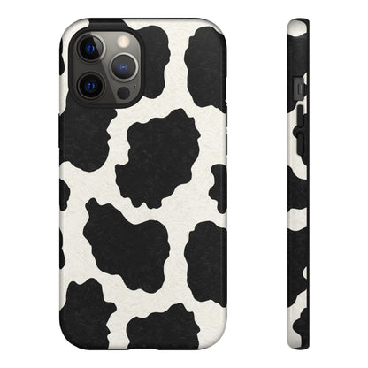 Black & White Cow Print Phone Case | Western Aesthetic iPhone & Samsung Tough Case