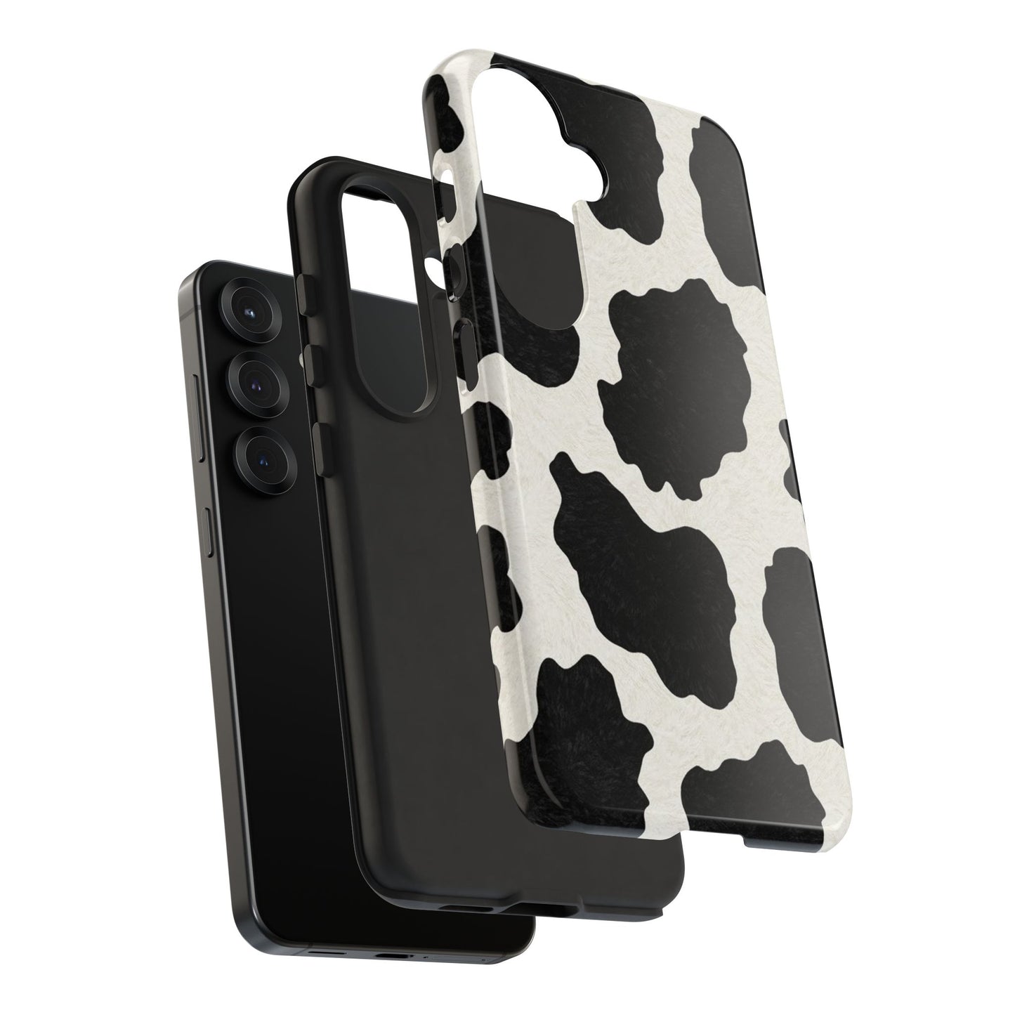 Black & White Cow Print Phone Case | Western Aesthetic iPhone & Samsung Tough Case