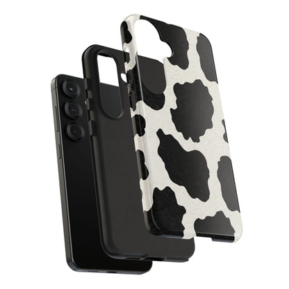 Black & White Cow Print Phone Case | Western Aesthetic iPhone & Samsung Tough Case