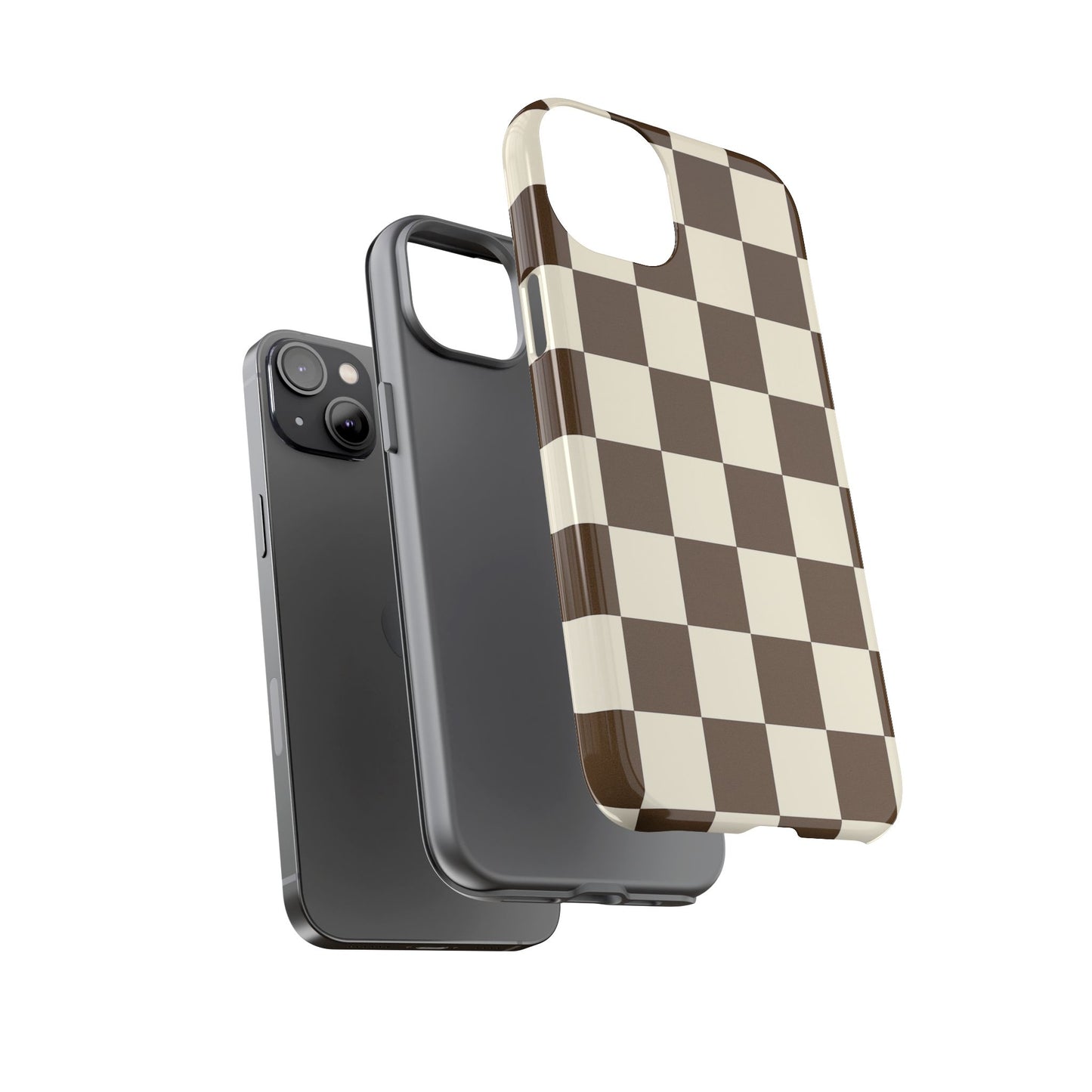 Mocha Checkerboard Phone Case | Neutral Aesthetic Tough Case