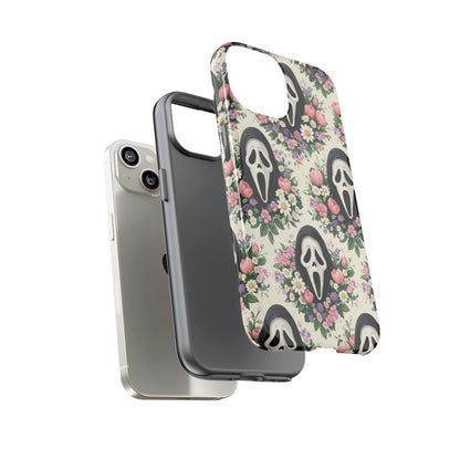 Floral Ghost Face Aesthetic Phone Case – Cute Spooky Tough Cover