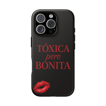 Toxica Pero Bonita Phone Case, Latina Quote Case, Red Lips Aesthetic, Spanish Saying Case, Trendy Tough Cover
