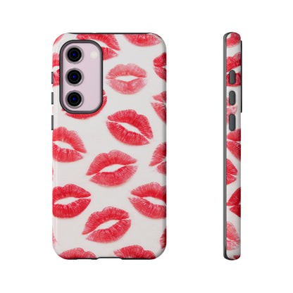 Red Lipstick Kiss Phone Case – Sexy Lip Print Pattern Tough Protective Cover