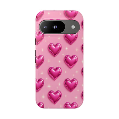 Pink Heart Pattern Phone Case | Tough Protective Case for Iphone, Samsung Galaxy and Pixel