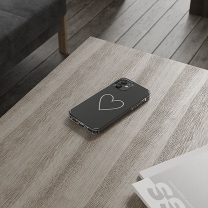 Minimal Hand-Drawn Heart Clear Phone Case | Aesthetic Clear Protective Case