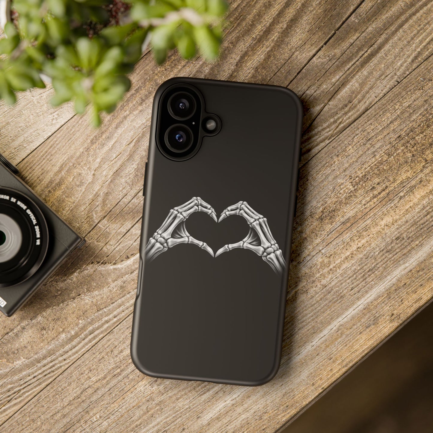 Skeleton Hands Heart Phone Case | Gothic Black Protective Cover