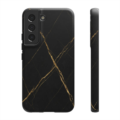 Black Marble Phone Case with Gold Veins – Luxury Minimal Aesthetic Tough Case