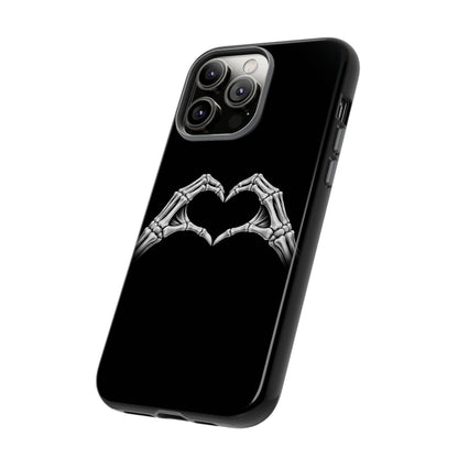 Skeleton Hands Heart Phone Case | Gothic Black Protective Cover