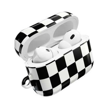 Checkerboard AirPod Case – Black & White Retro Pattern