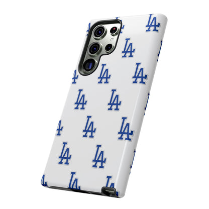 Blue LA Monogram Pattern Phone Case | Minimal Baseball Inspired Tough Cover