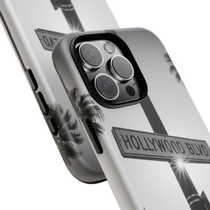 Hollywood Blvd Phone Case | Vintage Los Angeles Street Sign | Black & White LA Aesthetic