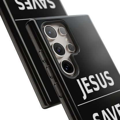 Jesus Saves Phone Case Christian Religious Minimalist Black Tough Cover