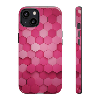 Hot Pink Hexagon Phone Case | Honeycomb Geometric Aesthetic | Cute Pink iPhone & Samsung Tough Protective Case