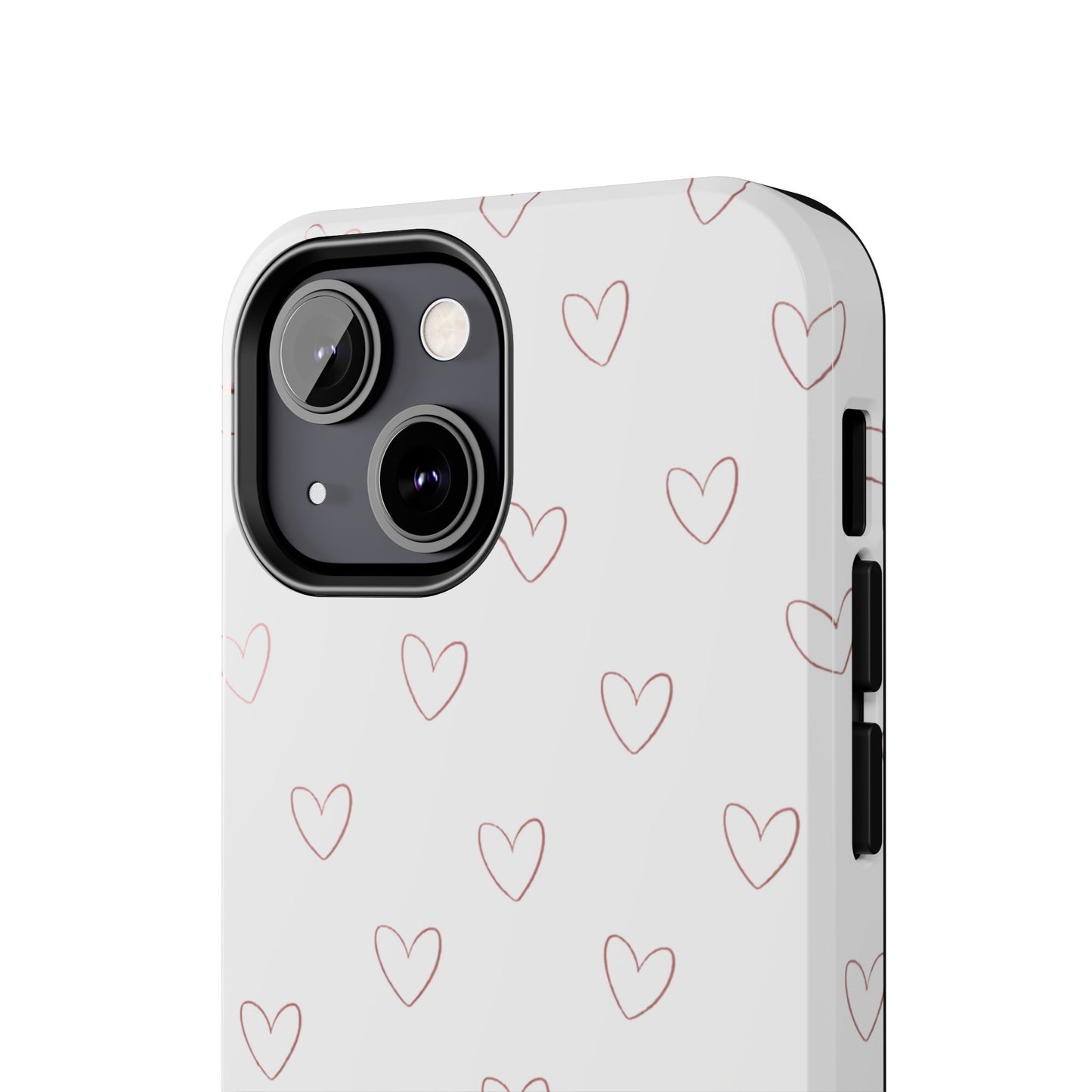 Hand-Drawn Hearts Tough Phone Case | Minimal Pink Heart Pattern