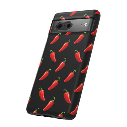Spicy Chili Pepper Phone Case – Black Cute Hot Pepper Tough Cover for Iphone, Samsung Galaxy and Pixel