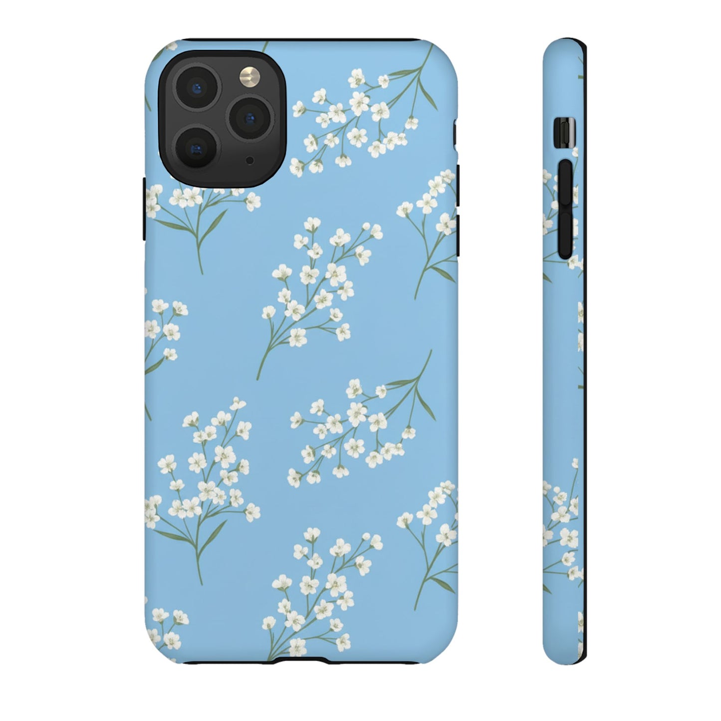 Baby’s Breath Floral Phone Case | Minimal Blue Flower Tough Case