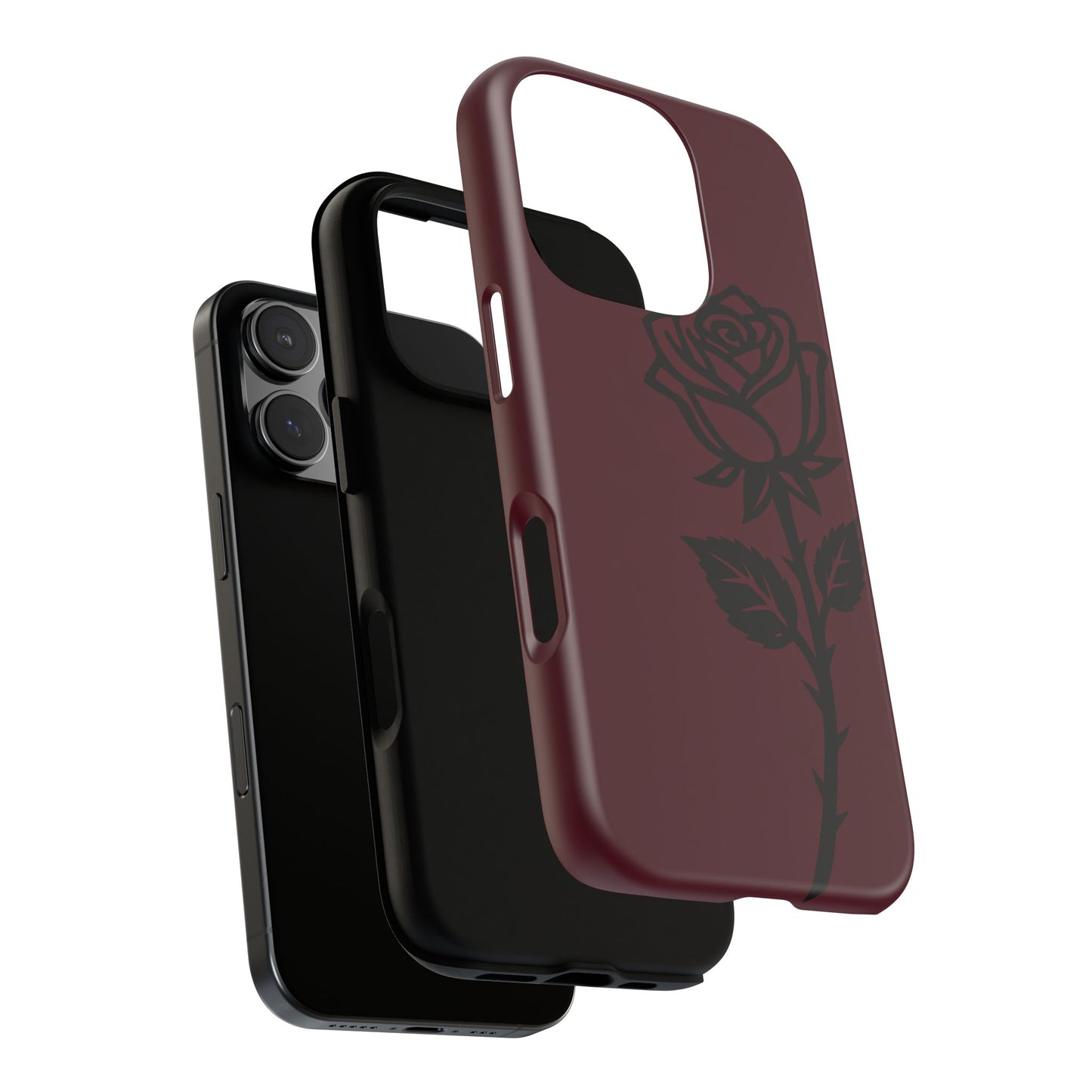 Black Rose Burgundy iPhone Case | Dark Aesthetic Shockproof Protective Cover