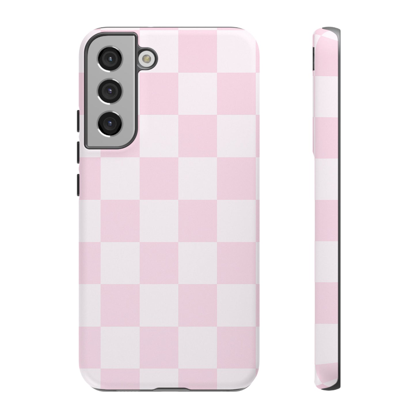 Light Pink Checkerboard Phone Case | Pastel Aesthetic Checkered iPhone & Samsung Tough Case