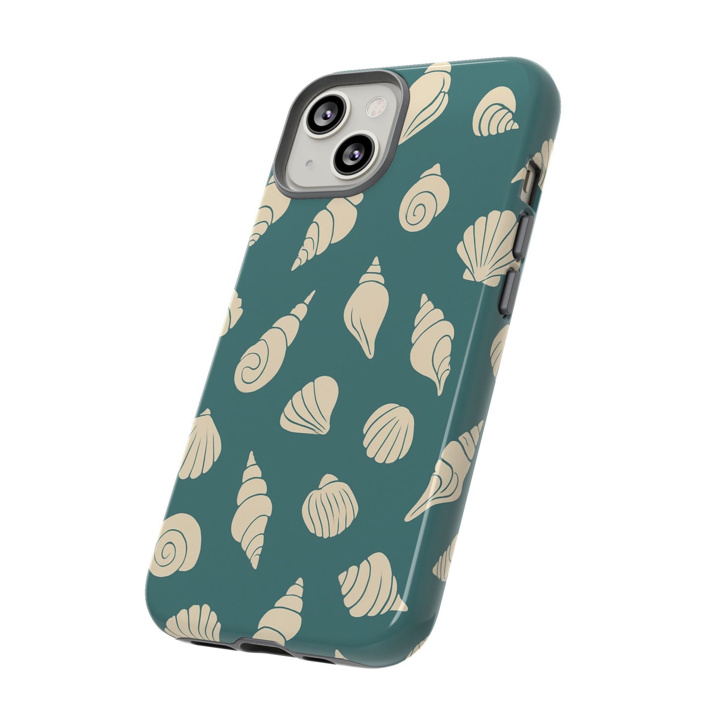 Seashell Pattern Phone Case | Teal Coastal Shells Tough Case for Iphone, Samsung Galaxy and Pixel