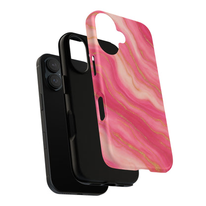 Pink Marble Phone Case | Rose Gold Swirl Aesthetic Tough Protective Case