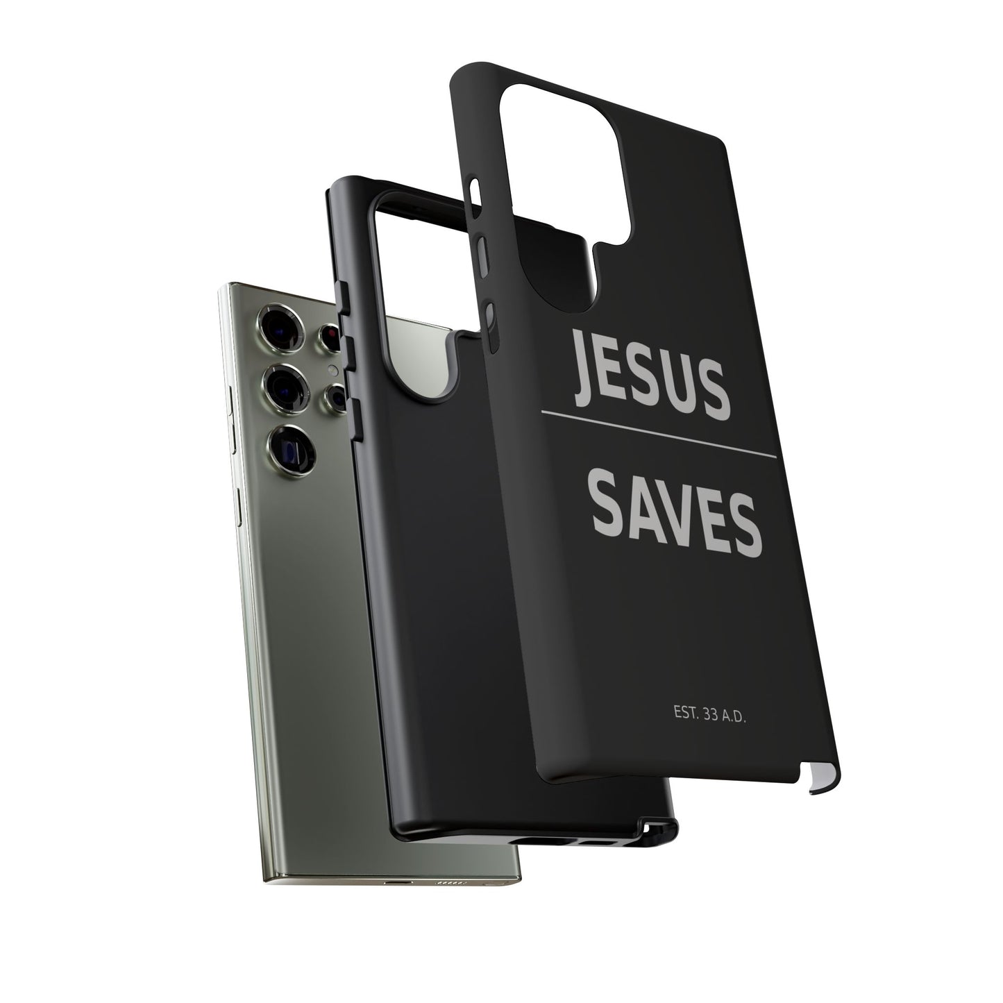 Jesus Saves Phone Case Christian Religious Minimalist Black Tough Cover