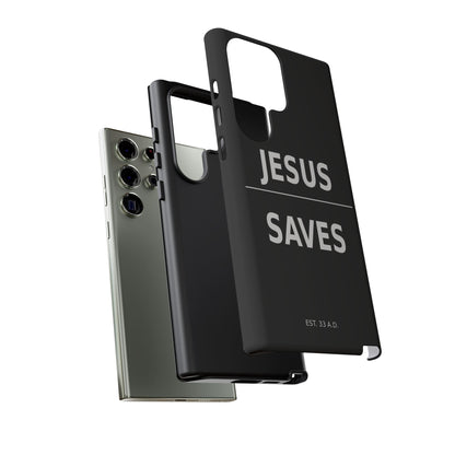 Jesus Saves Phone Case Christian Religious Minimalist Black Tough Cover
