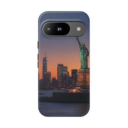 Statue of Liberty Sunset Phone Case – New York City Skyline Travel Aesthetic Tough Case