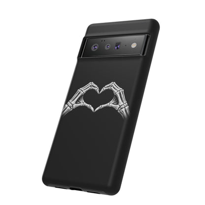 Skeleton Hands Heart Phone Case | Gothic Black Protective Cover