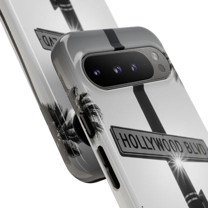 Hollywood Blvd Phone Case | Vintage Los Angeles Street Sign | Black & White LA Aesthetic