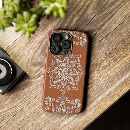 Talavera Terracotta Phone Case | Mexican Floral Pattern iPhone & Samsung Tough Case | Boho Clay Aesthetic Cover