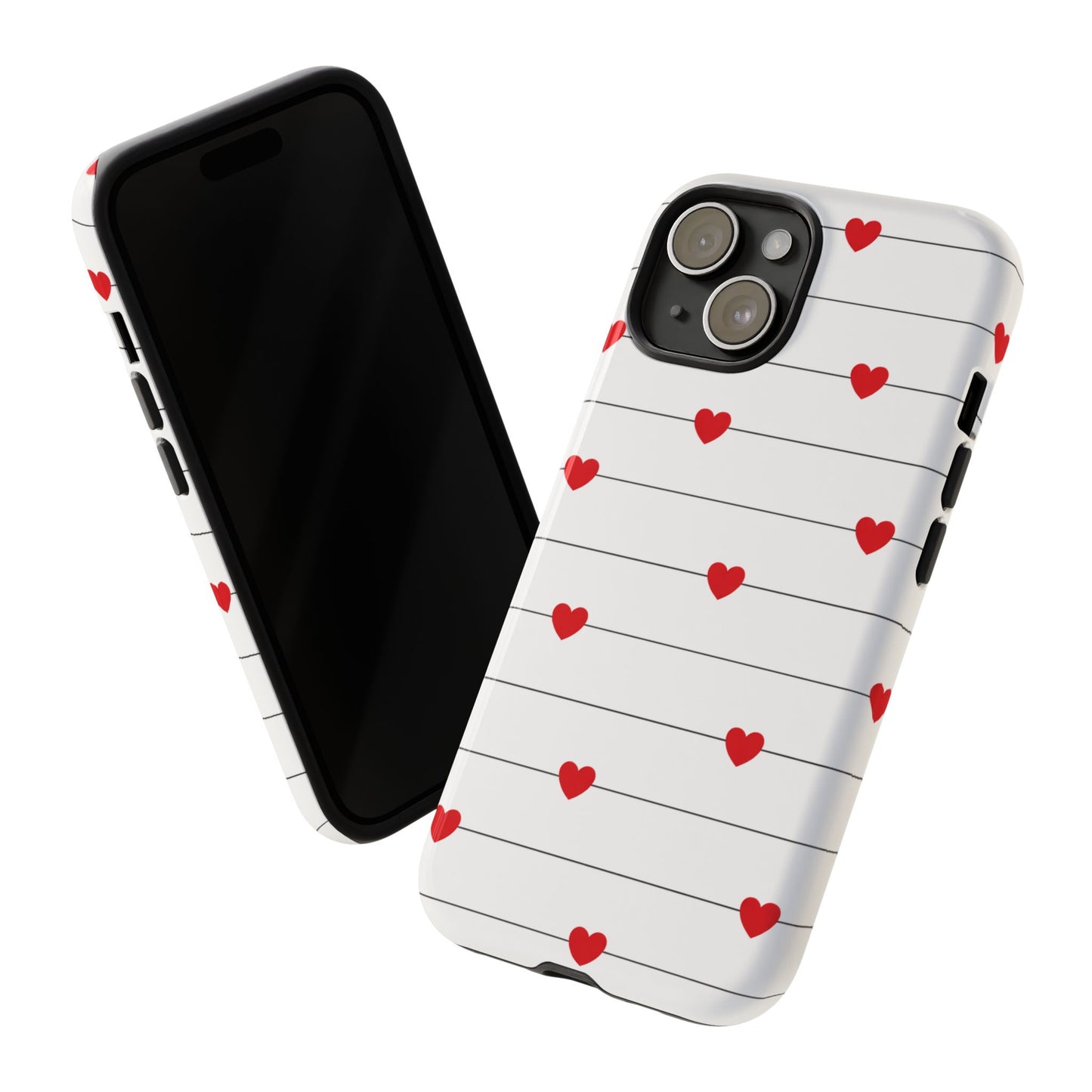 Red Heart Stripe iPhone Case | Tough Shockproof Love Aesthetic Cover