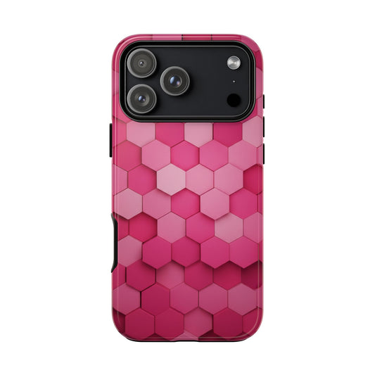 Hot Pink Hexagon Phone Case | Honeycomb Geometric Aesthetic | Cute Pink iPhone & Samsung Tough Protective Case