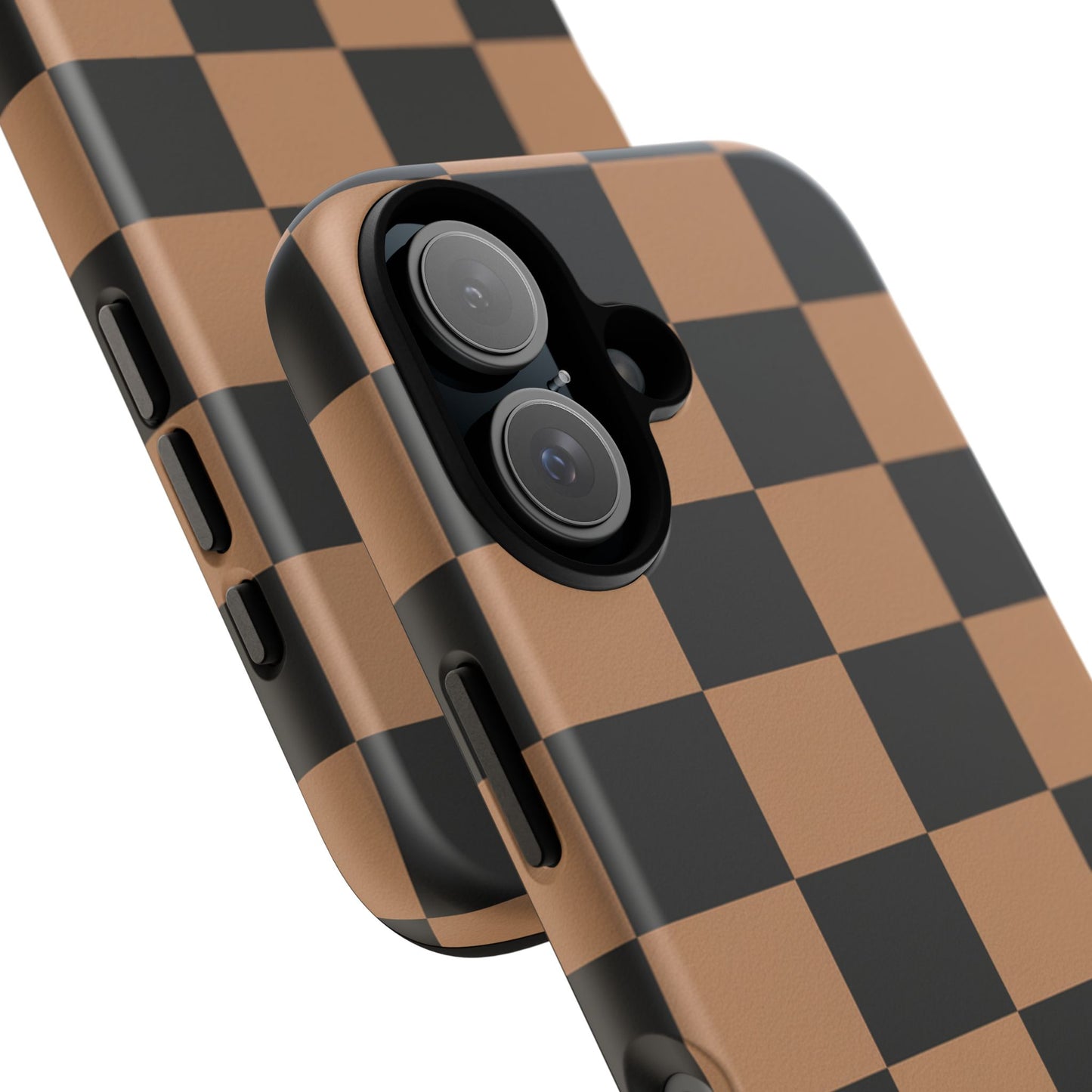 Brown Checkered Phone Case | Aesthetic Checkerboard iPhone & Samsung Tough Case