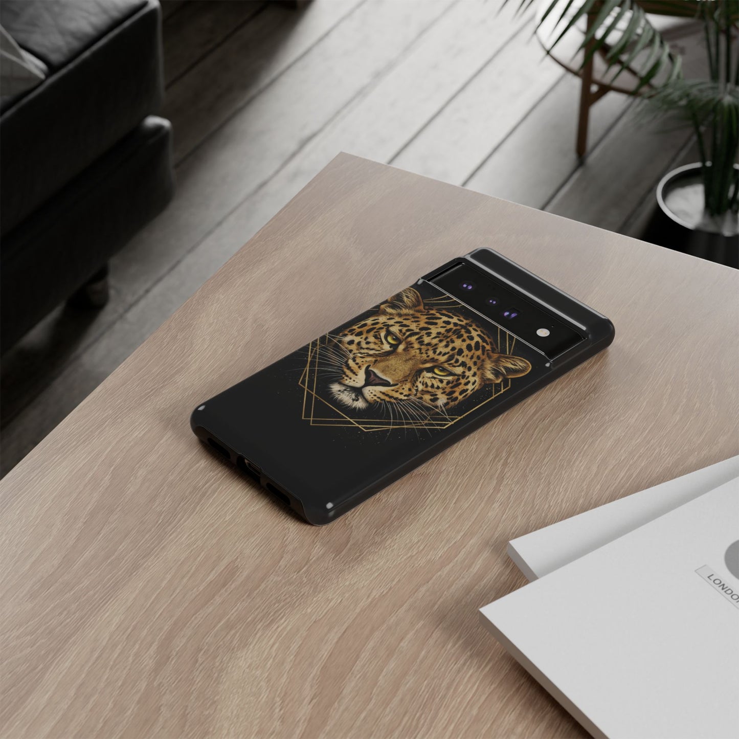 Leopard Phone Case – Black Gold Leopard Head Luxury Animal Tough Case