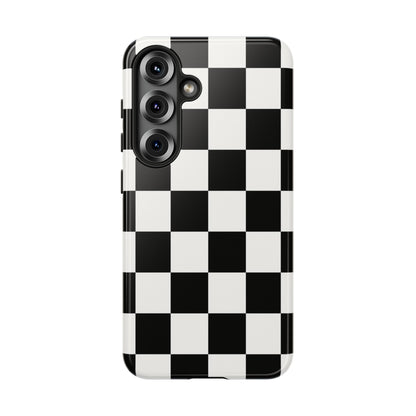 Black & White Checkerboard Phone Case – Classic Aesthetic Tough Protective Case
