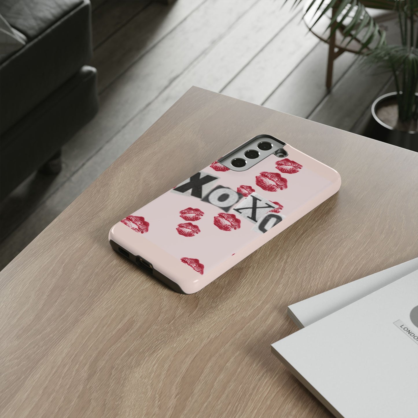 XOXO Kiss Print Phone Case | Coquette Valentine Aesthetic | Cute Pink Lipstick Kiss Tough Case for iPhone & Samsung