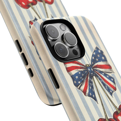 Patriotic Cherry Phone Case Americana Coquette Aesthetic iPhone Samsung
