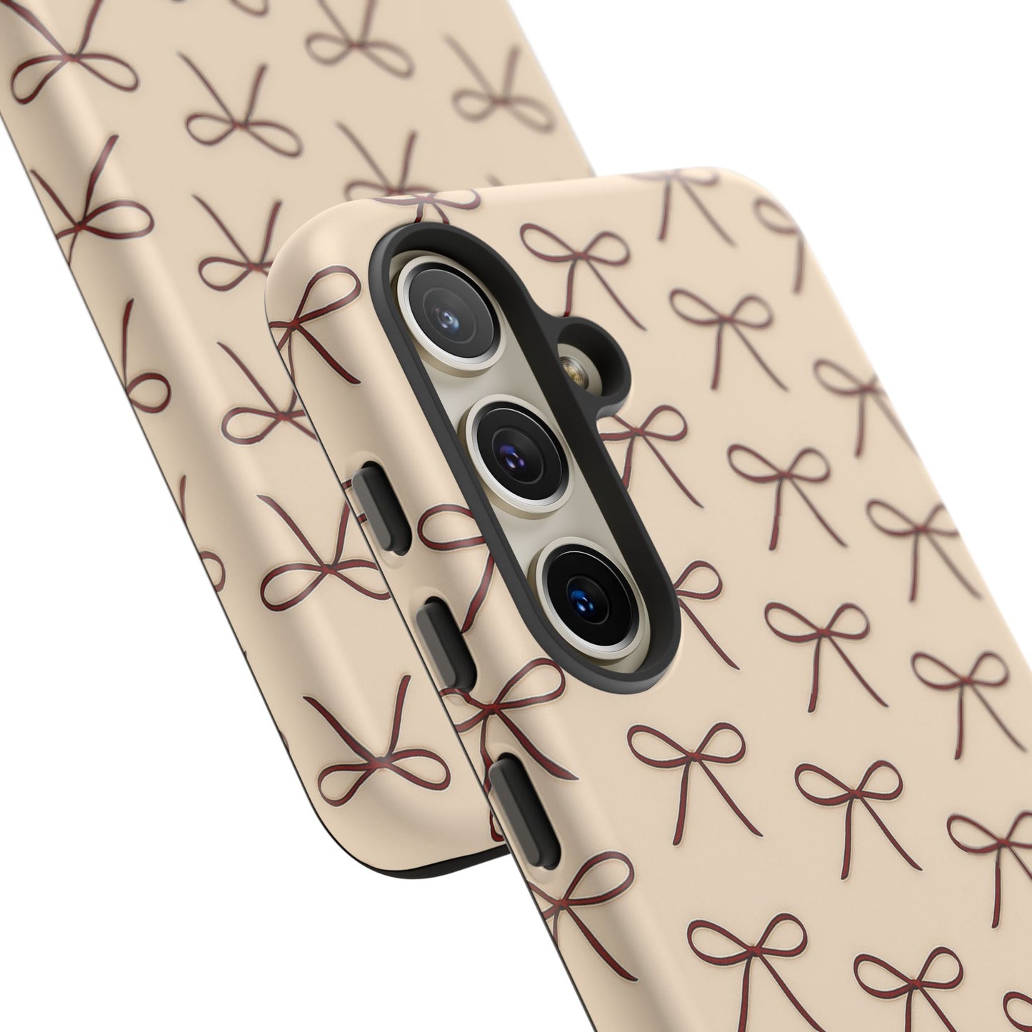 Coquette Bow Phone Case | Neutral Beige Aesthetic iPhone & Samsung Tough Case