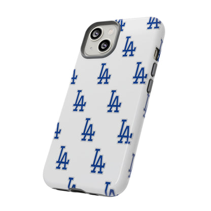 Blue LA Monogram Pattern Phone Case | Minimal Baseball Inspired Tough Cover
