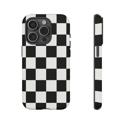 Black & White Checkerboard Phone Case – Classic Aesthetic Tough Protective Case for Iphone, Samsung Galaxy and Pixel