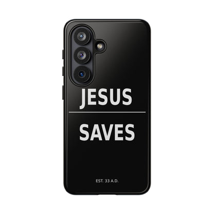 Jesus Saves Phone Case Christian Religious Minimalist Black Tough Cover