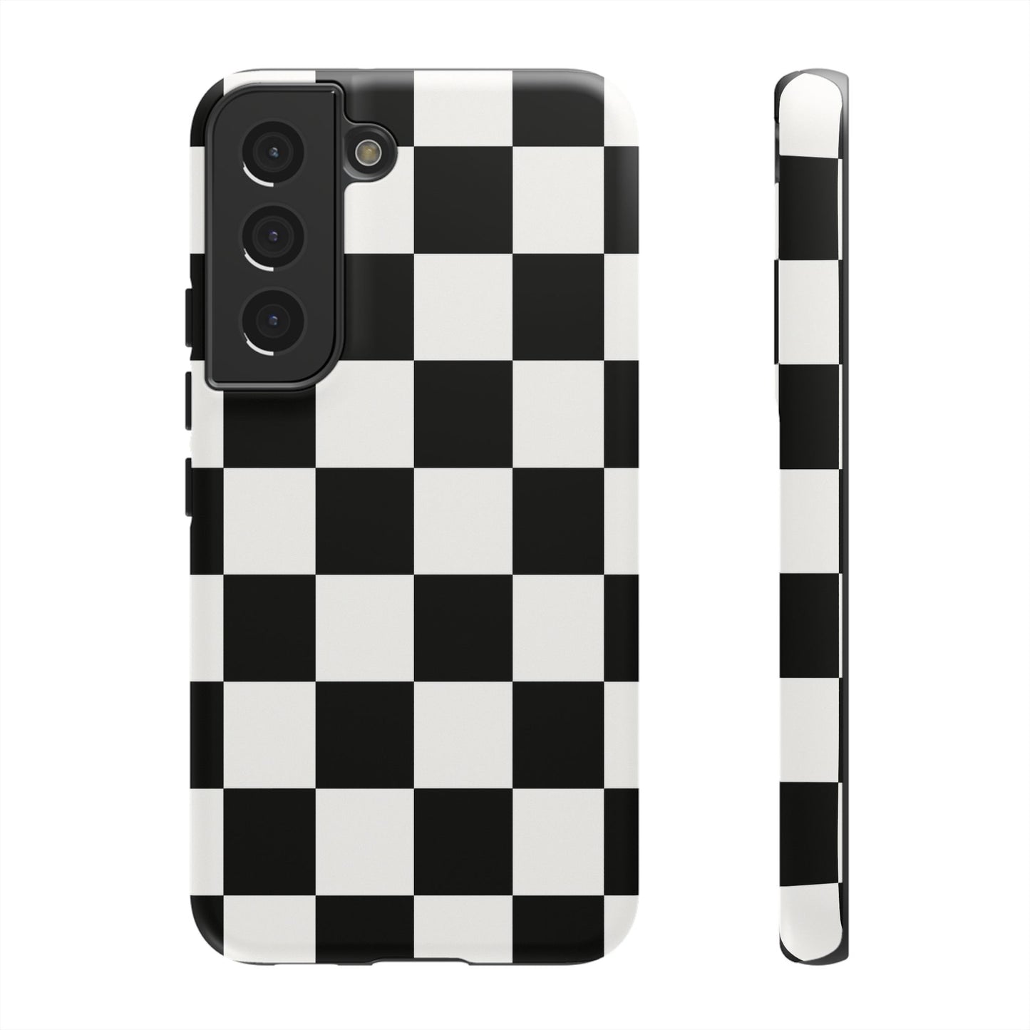 Black & White Checkerboard Phone Case – Classic Aesthetic Tough Protective Case