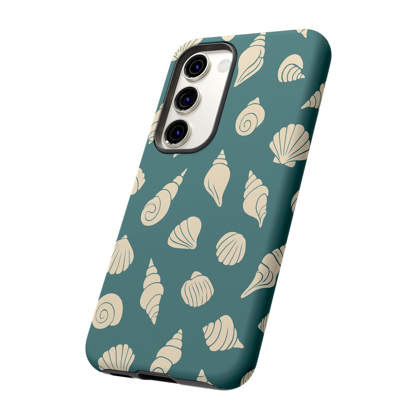 Seashell Pattern Phone Case | Teal Coastal Shells Tough Case for Iphone, Samsung Galaxy and Pixel