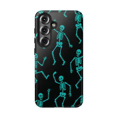 Dancing Teal Skeletons Phone Case | Tough Protective Case for Iphone, Samsung Galaxy and Pixel