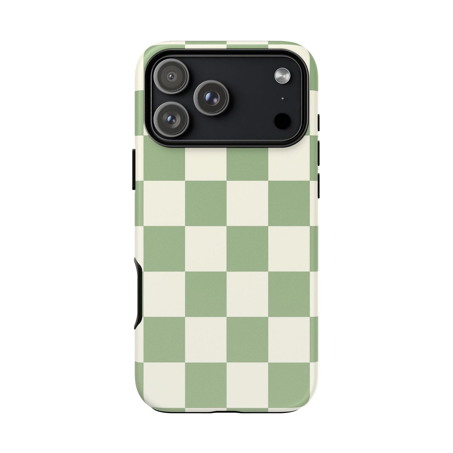 Sage Green Checkerboard Phone Case | Minimal Aesthetic Checkered iPhone & Samsung Tough Case
